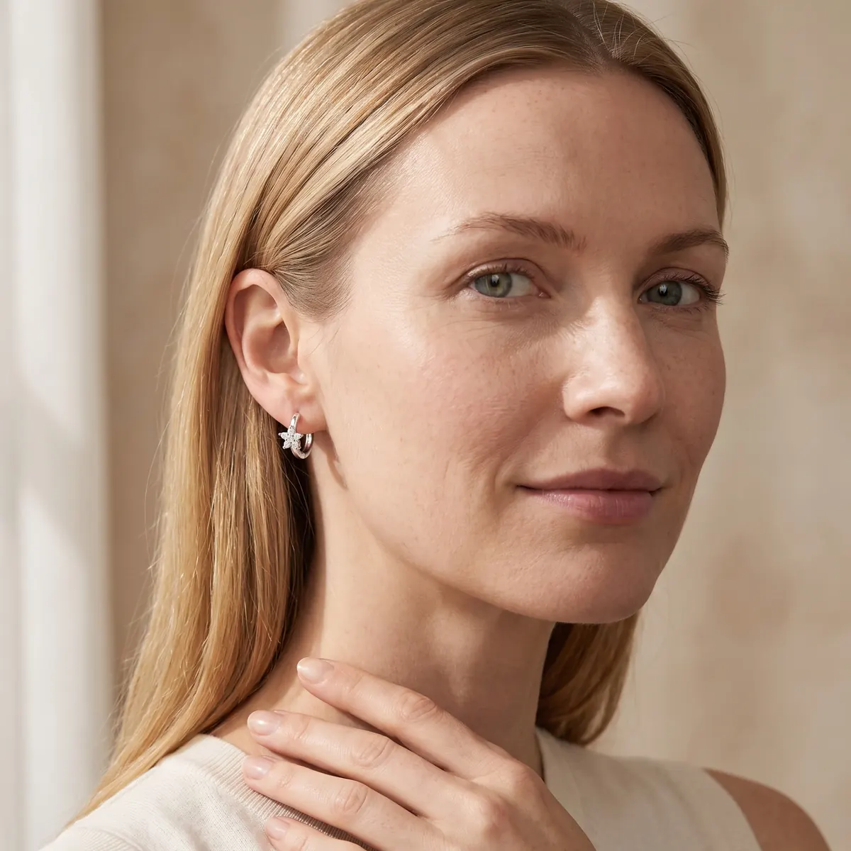Veloura sterling silver hoop earrings styled for everyday wear